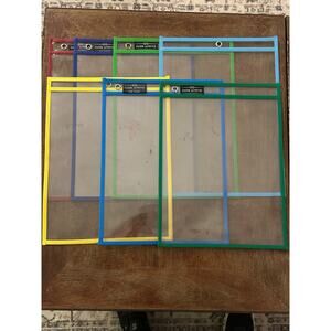 Dry Erase Pockets (Set of 7)– Mixed Colors – Used – Reusable Classroom Sleeves